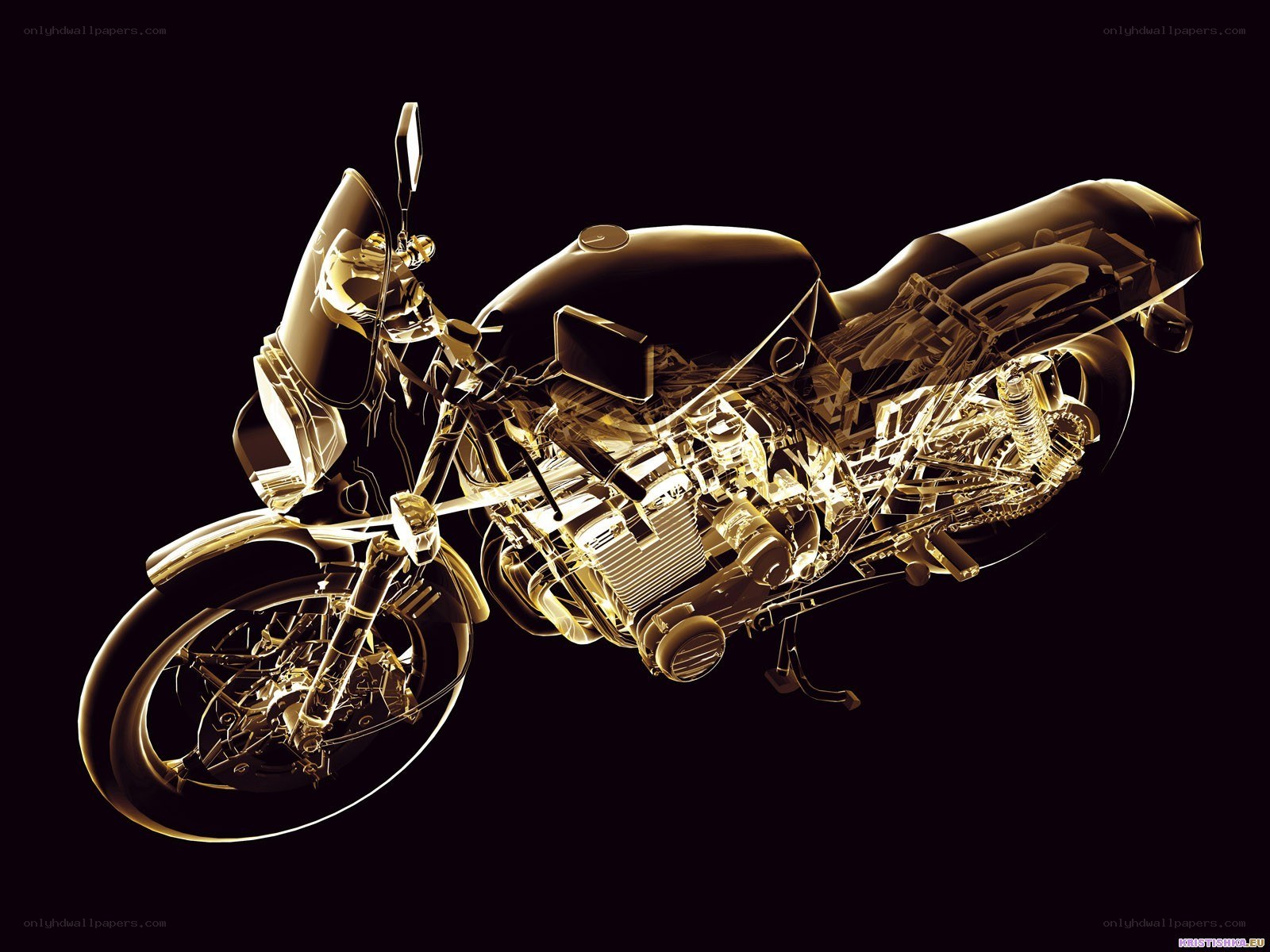 Golden motorcycle x-ray