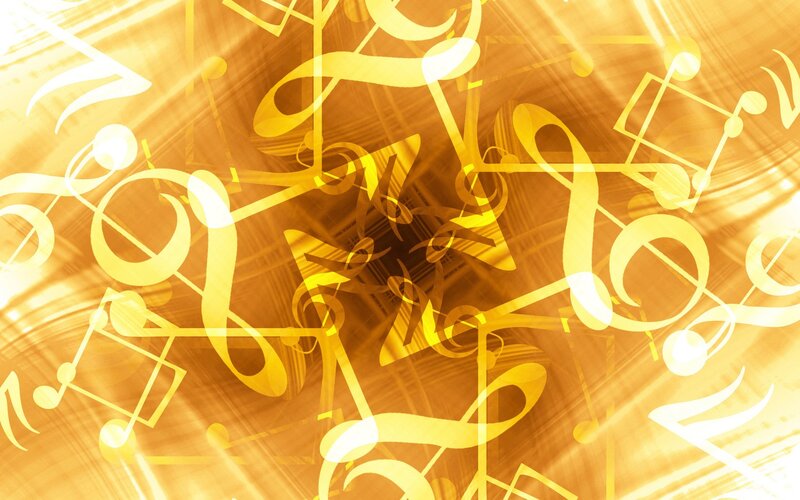 Golden music notes background