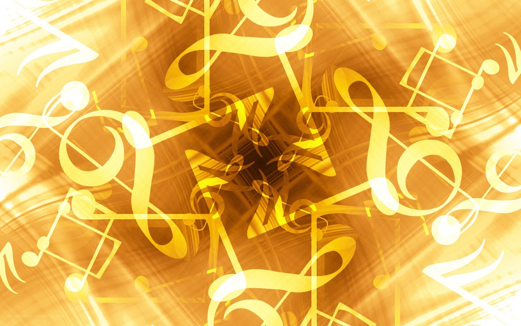 Golden music notes background