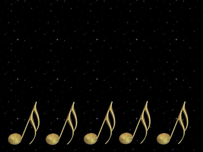 golden musical notes on stars