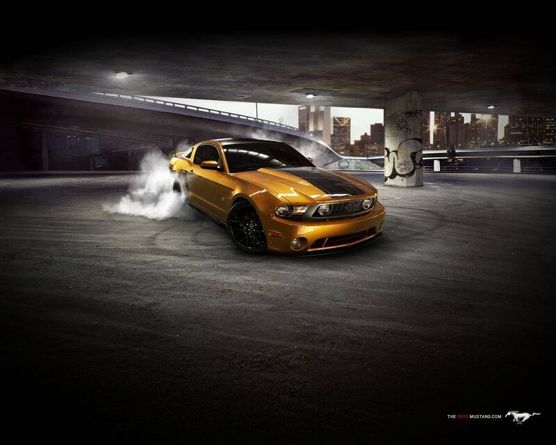 Golden Mustang Car