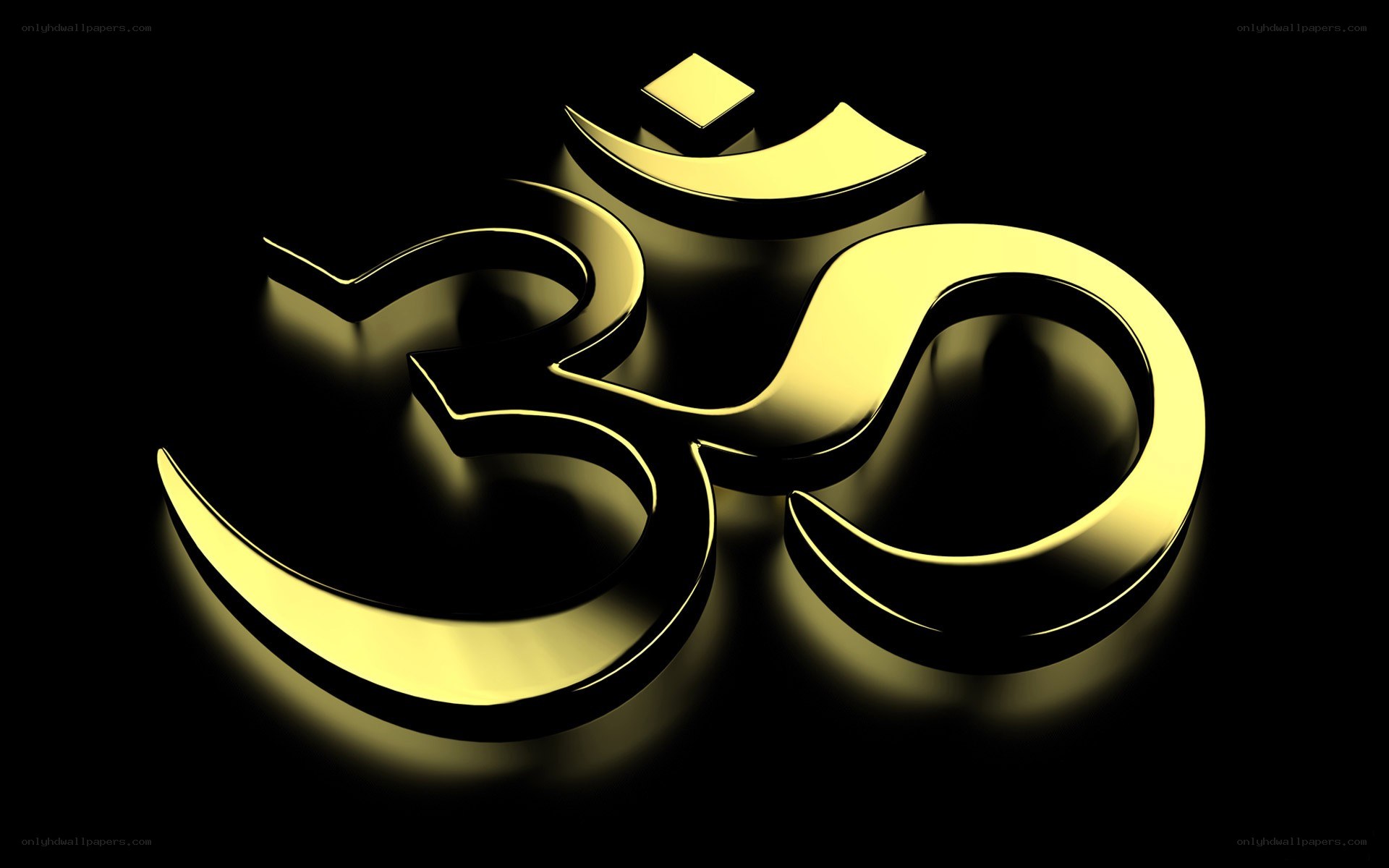 Golden Om symbol on black