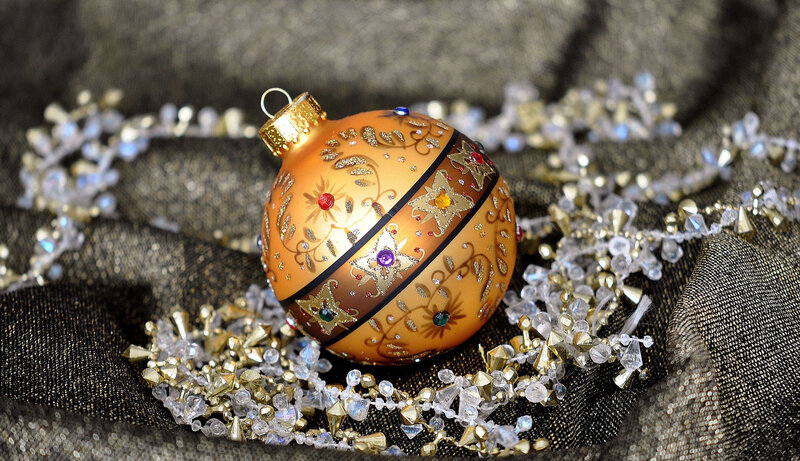 Golden Ornament on Fabric