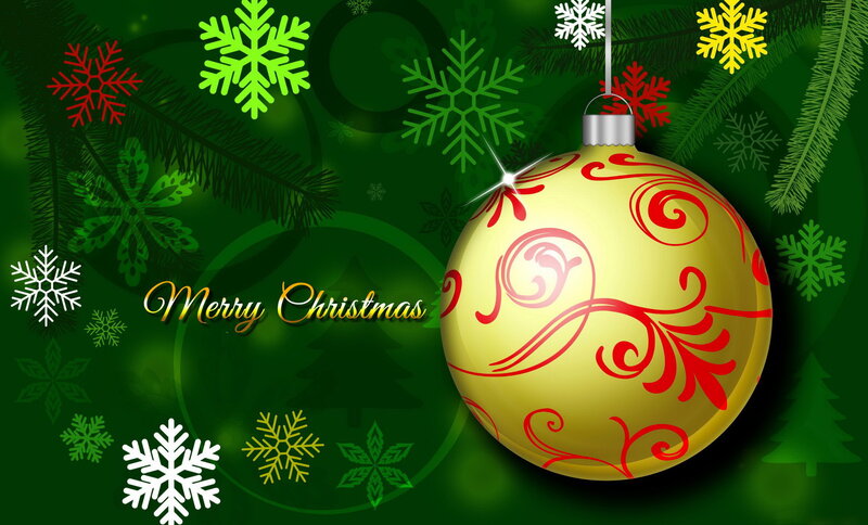 Golden Ornament on Green — Festive