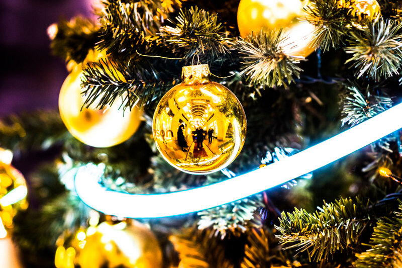 Golden Ornament on Tree — Gold, Festive