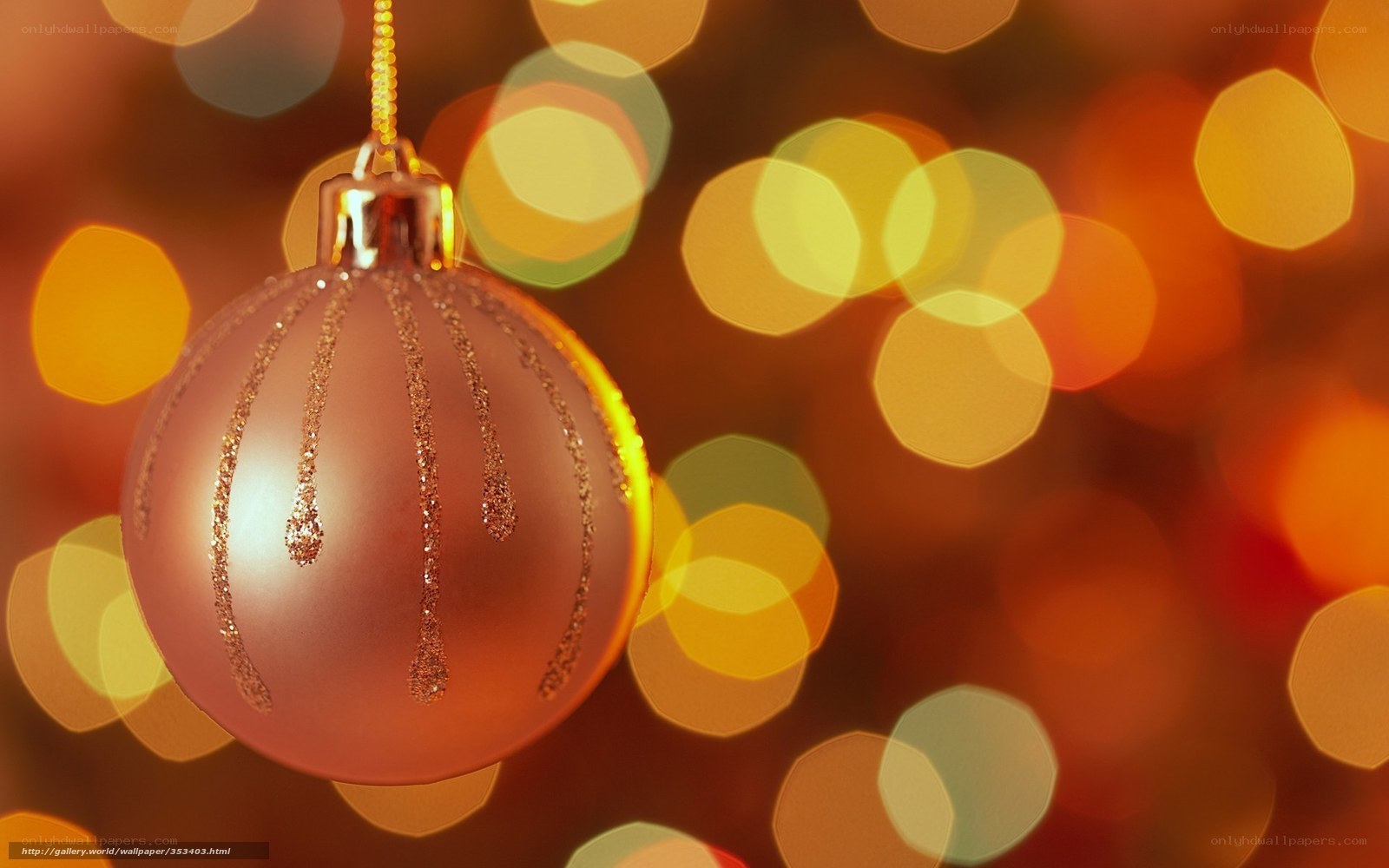 golden ornament with bokeh lights