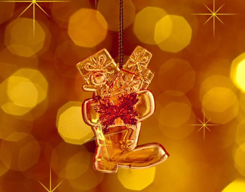 Golden Ornament with Gifts