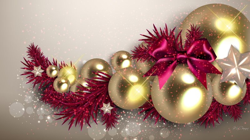 Golden Ornaments and Bow — Gold
