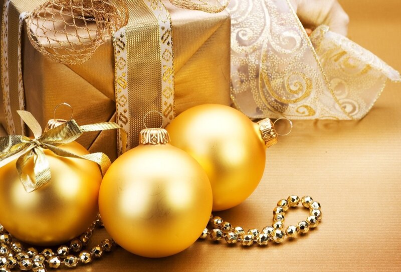 Golden Ornaments and Gift — Gold