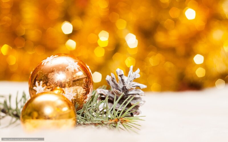 Golden Ornaments and Pine Cone