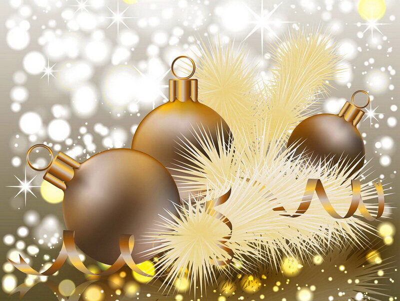 Golden Ornaments and Pine