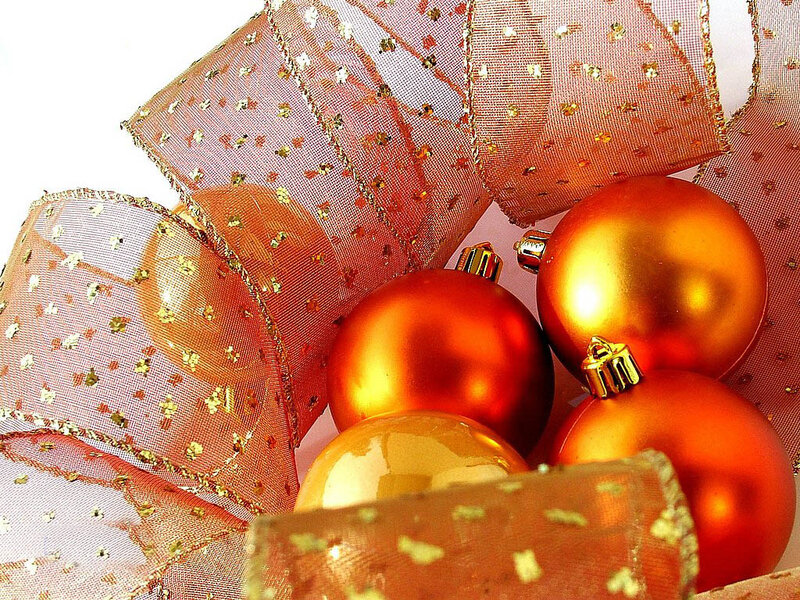 Golden Ornaments and Ribbon — Gold