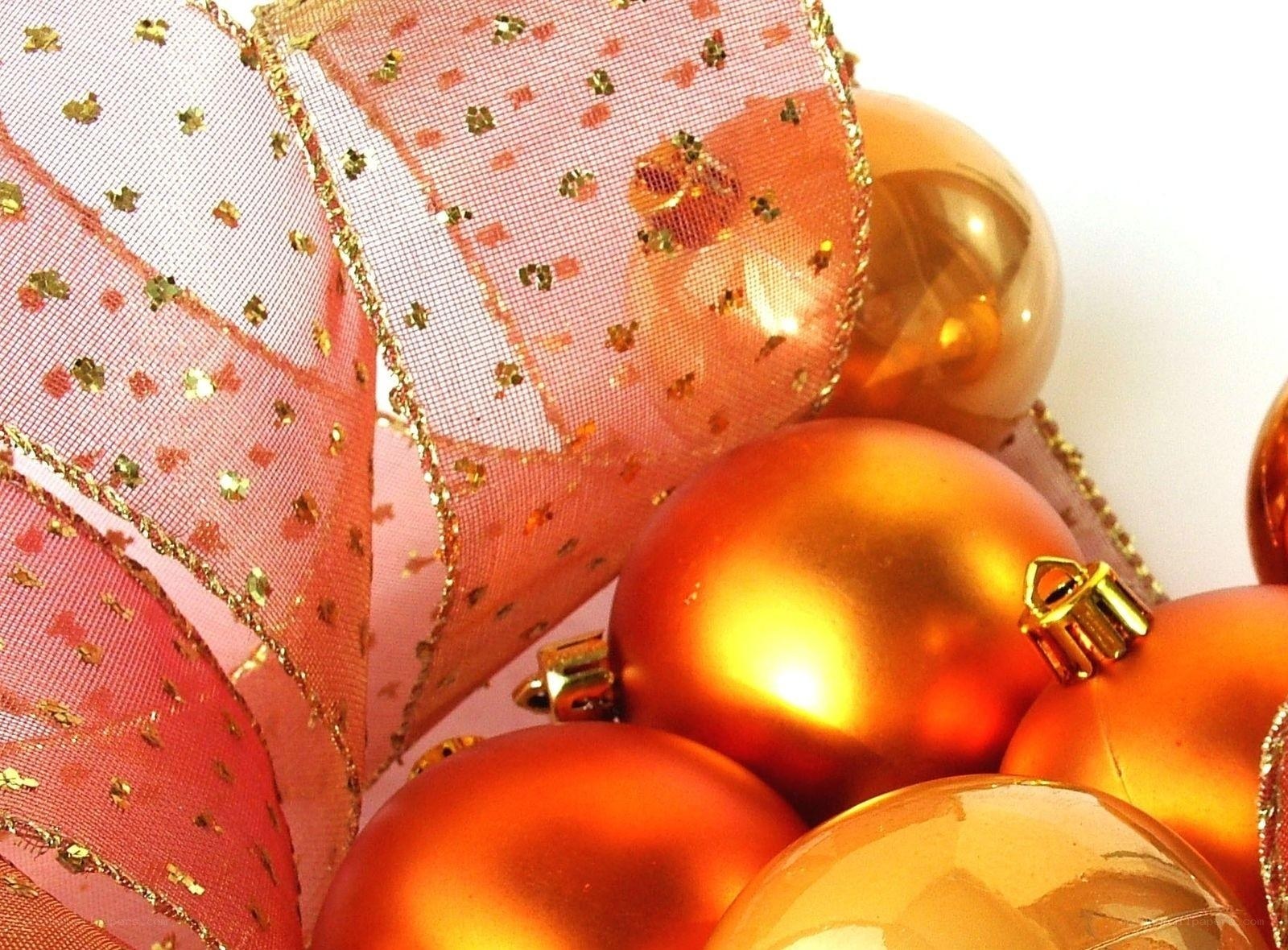 golden ornaments and ribbon