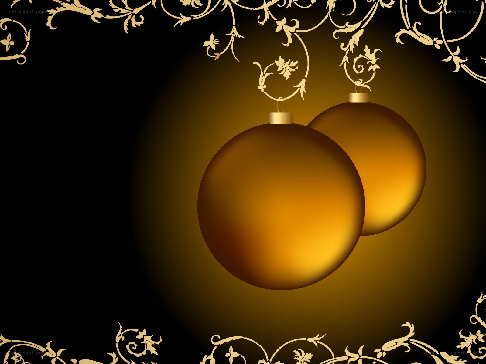 golden ornaments on black