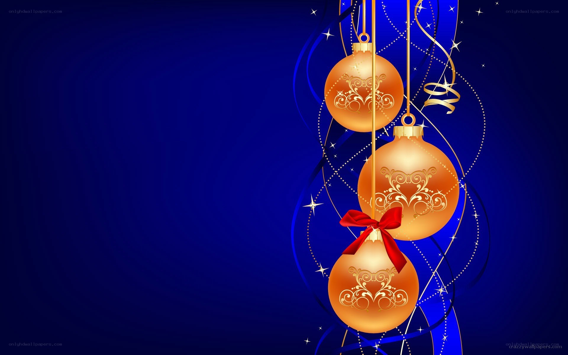 golden ornaments on blue