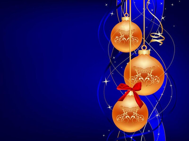 Golden Ornaments on Blue — Festive, Night