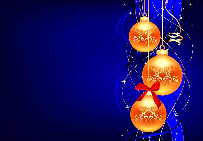 Golden Ornaments on Blue — Festive, Night, Vector Art