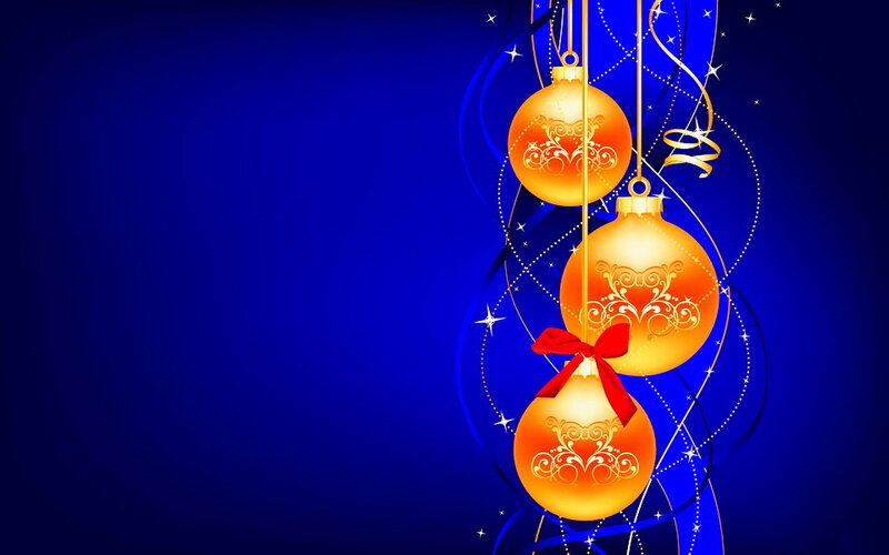 Golden Ornaments on Blue — Festive