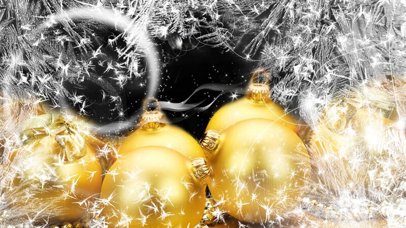 Golden Ornaments on Frost