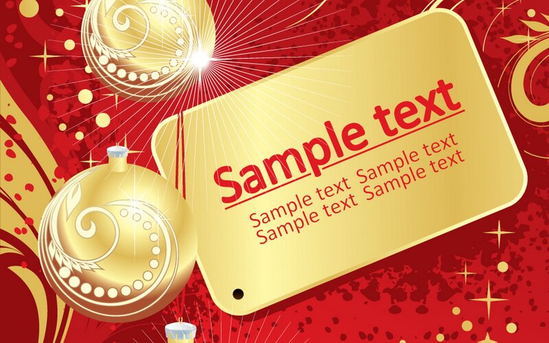 Golden Ornaments on Red Background — Festive, Vector Art