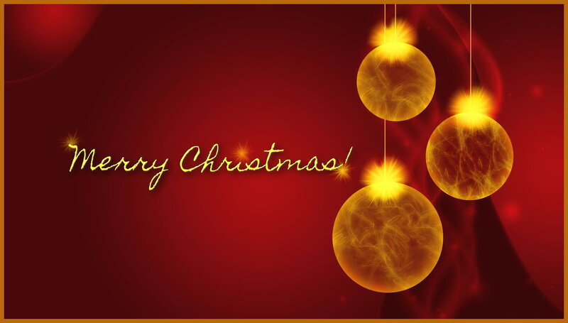 Golden Ornaments on Red — Festive, Digital Art