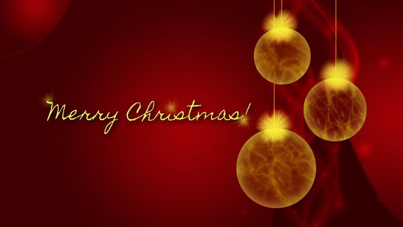 Golden Ornaments on Red — Festive