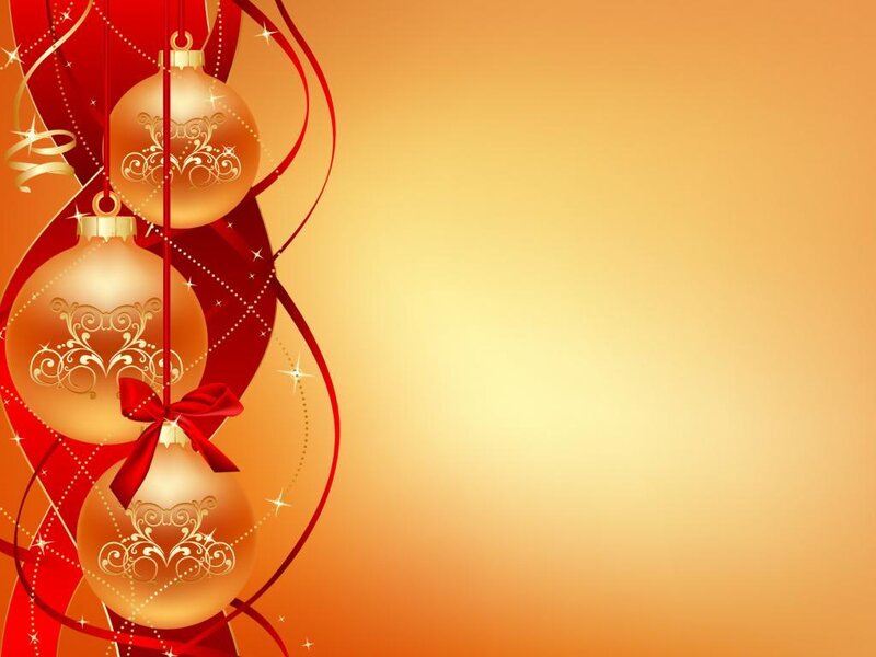 Golden Ornaments on Red Ribbon