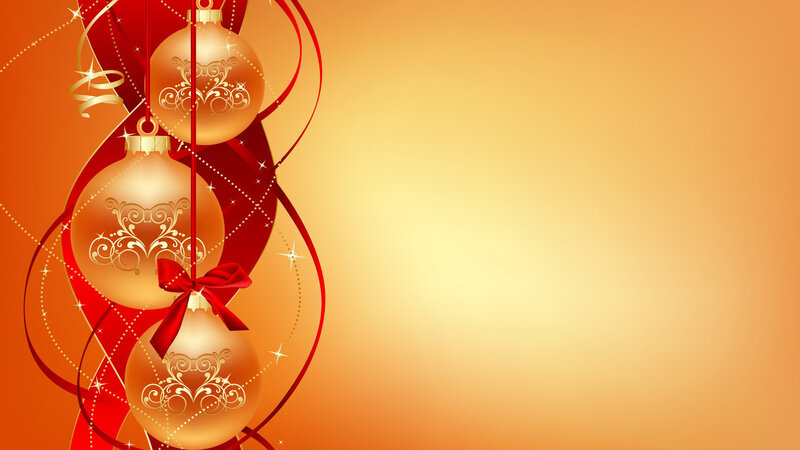 Golden Ornaments on Ribbon — Orange