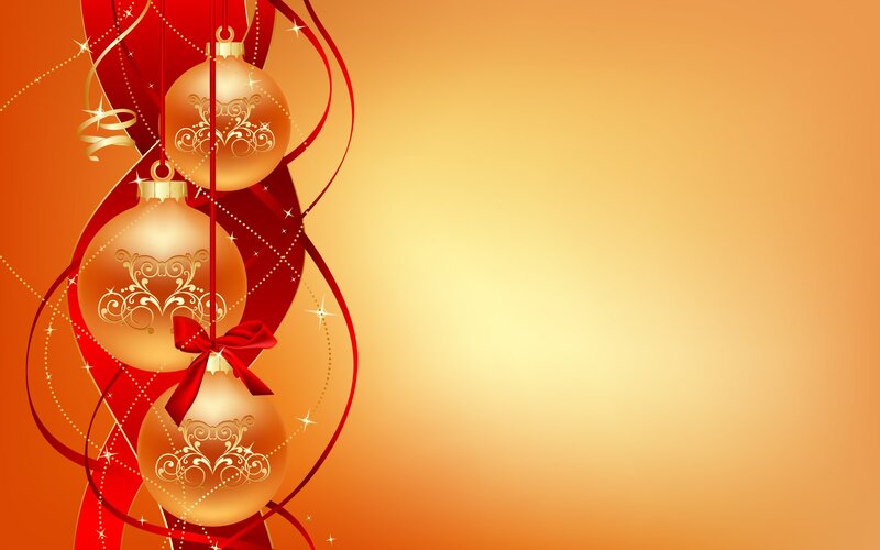 Golden Ornaments on Ribbon — Red