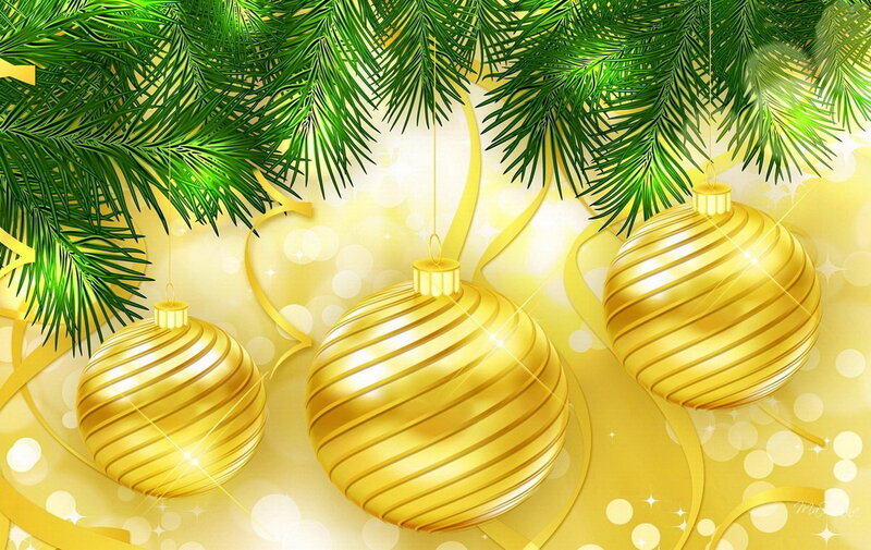 Golden Ornaments on Tree — Gold