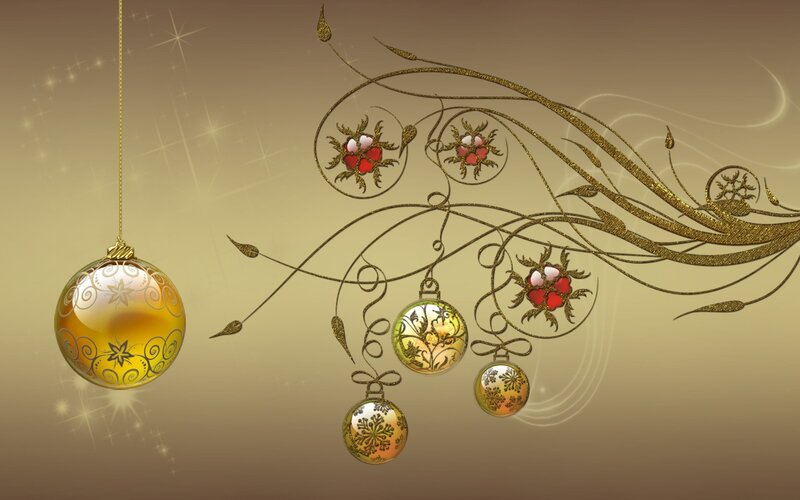 Golden Ornaments on Vine — Gold