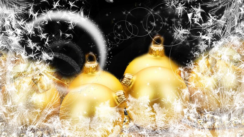 Golden Ornaments with Frost — Gold