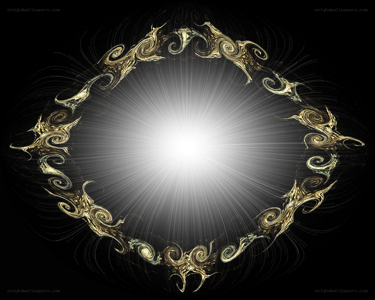 golden ornate circle with light burst