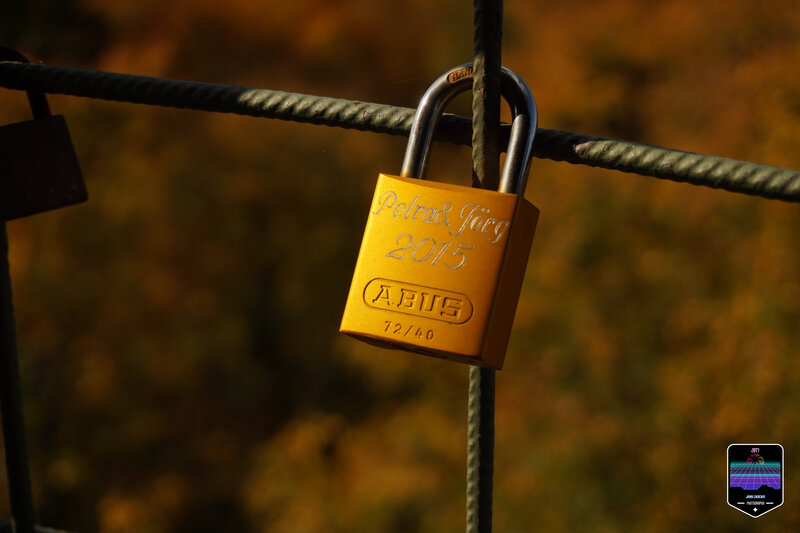 Golden Padlock on Cable