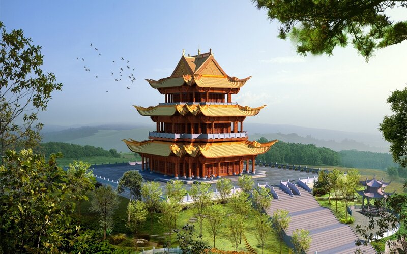 Golden Pagoda on Hill