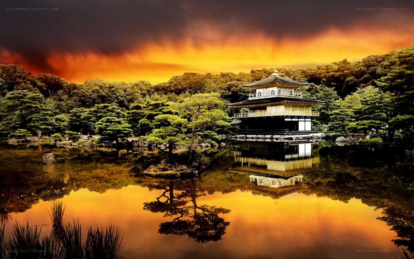 Golden Pavilion at sunset
