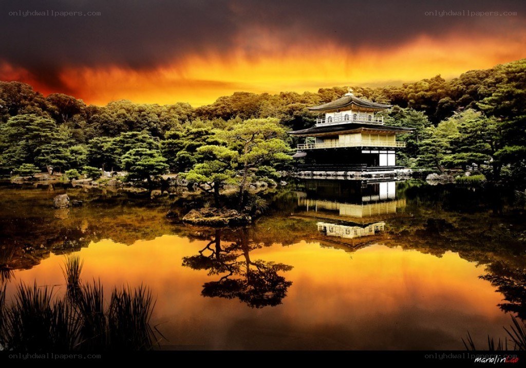 Golden Pavilion at sunset