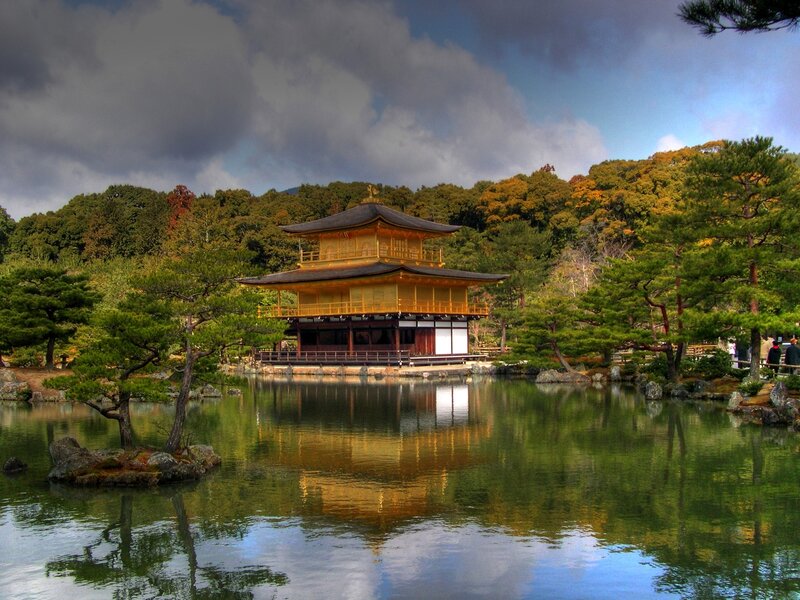 Golden Pavilion by a lake