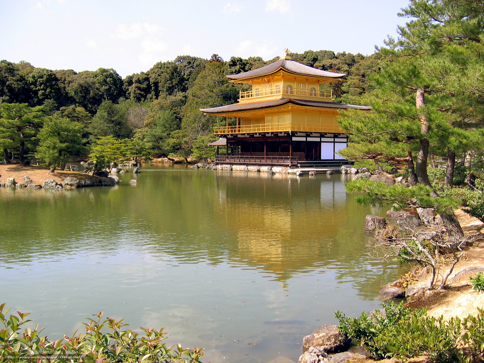 Golden Pavilion by a pond