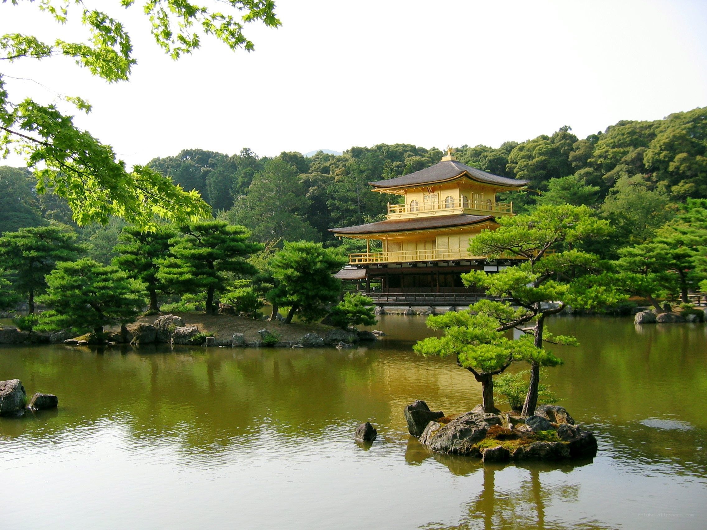 Golden Pavilion by a pond