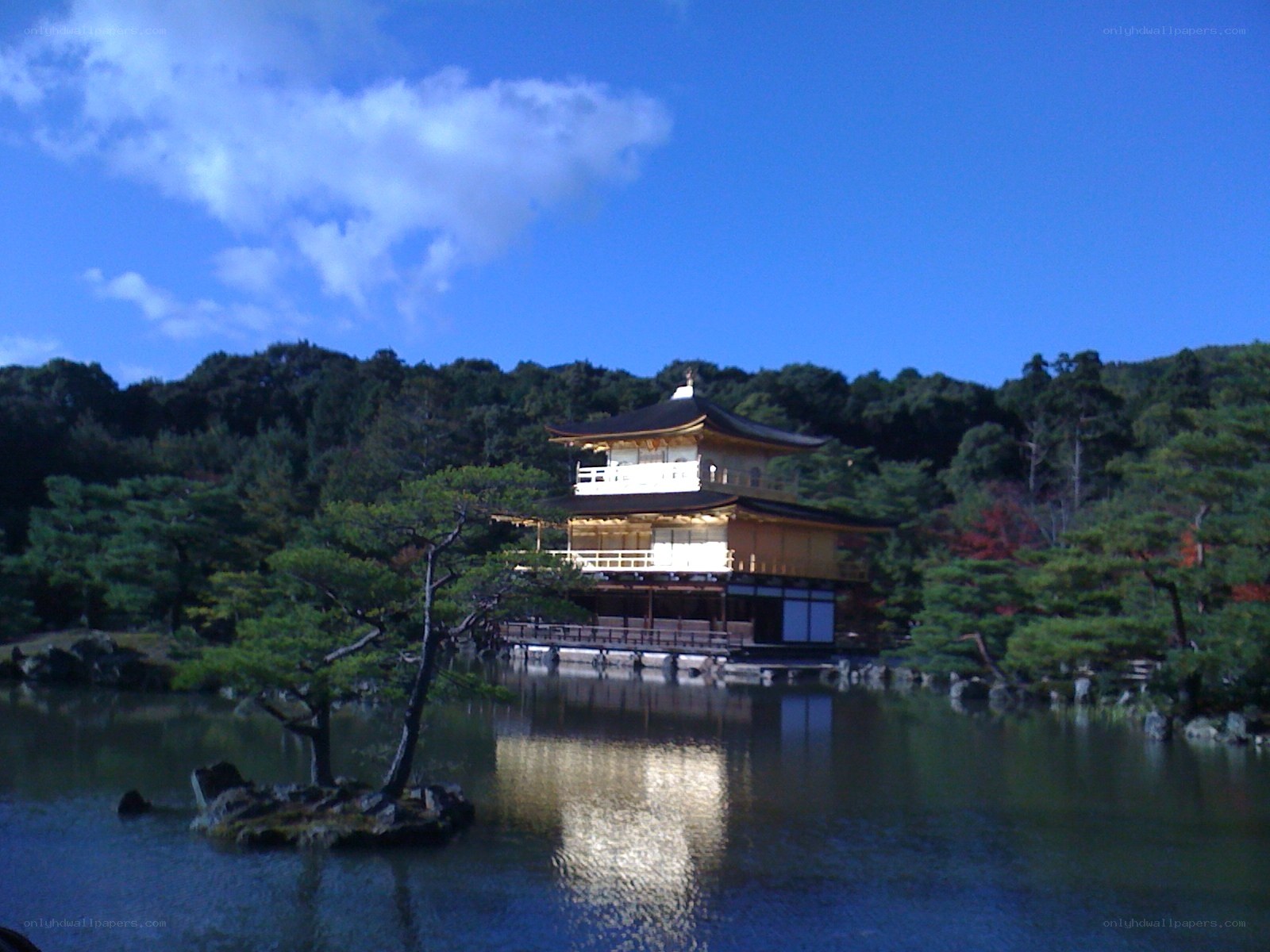 Golden Pavilion by a pond