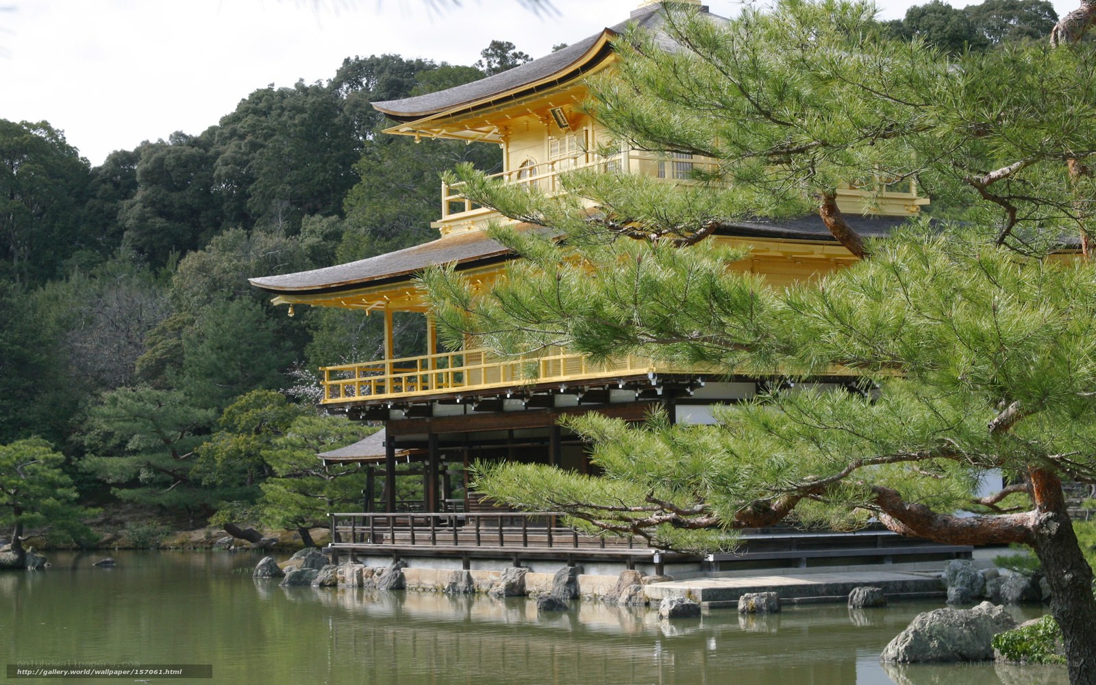 Golden Pavilion by a pond