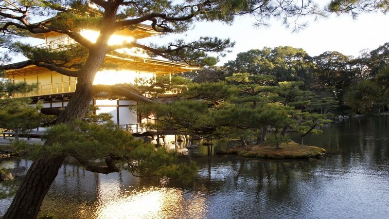 Golden Pavilion by Pond