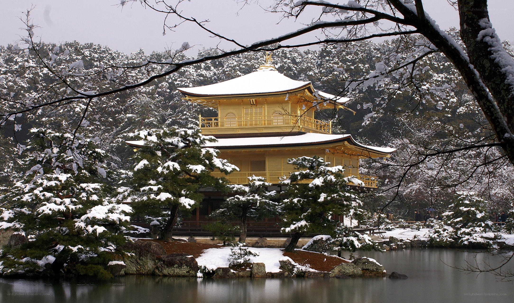 Golden Pavilion in snow
