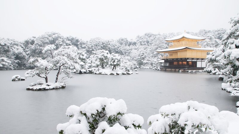 Golden Pavilion in snow