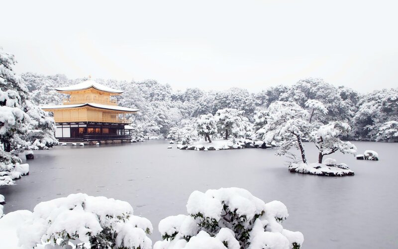 Golden Pavilion in snow