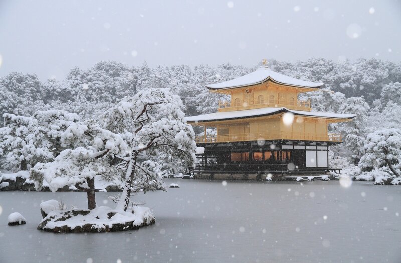 Golden Pavilion in Snow — Gold, Serene, Winter