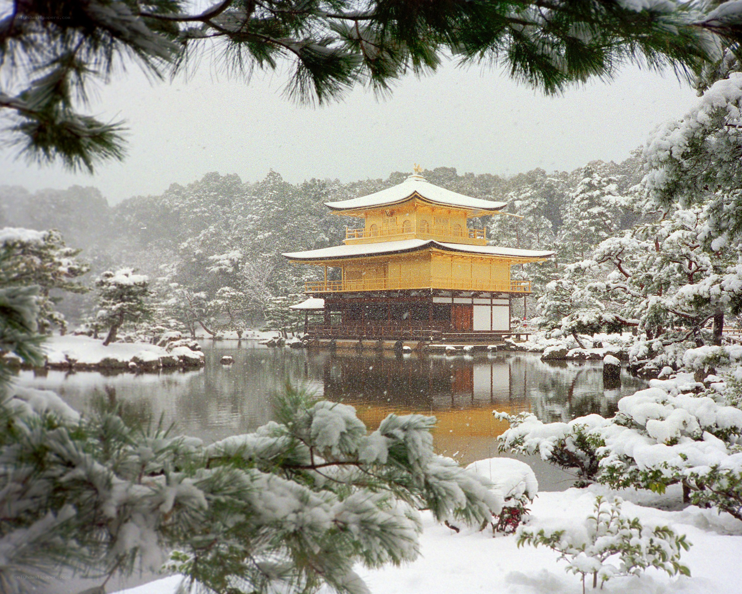 Golden Pavilion in snow