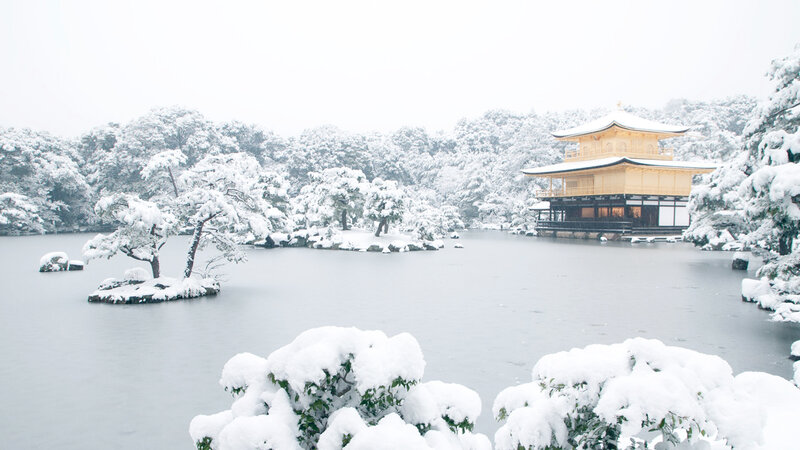 Golden Pavilion in winter snow