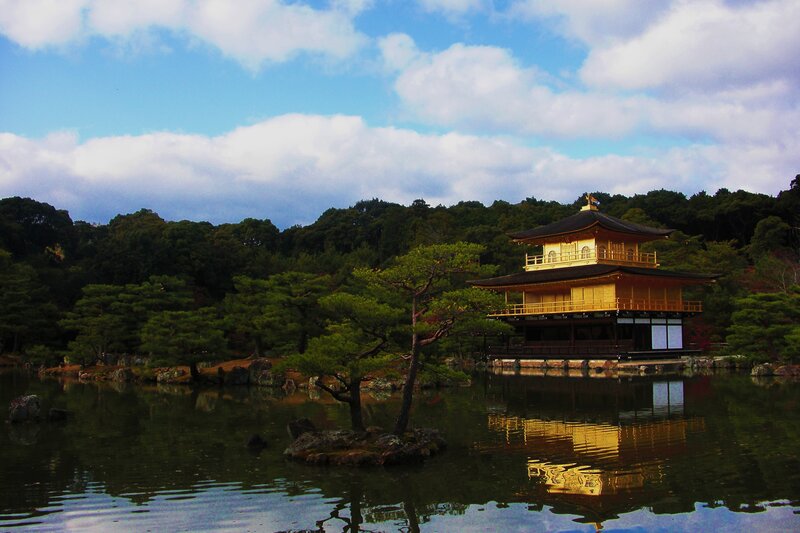 Golden Pavilion reflected in a pond